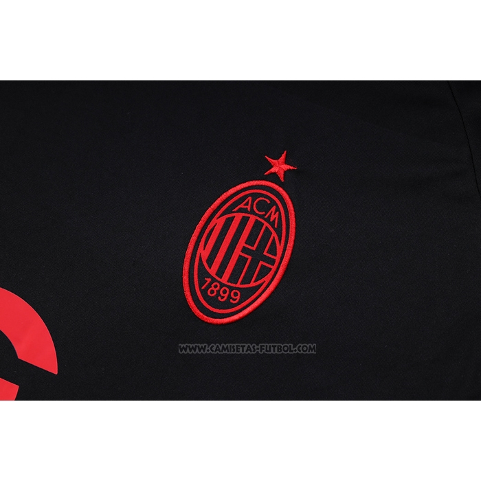 Chandal del AC Milan Manga Corta 2022-2023 Negro - Pantalon Corto